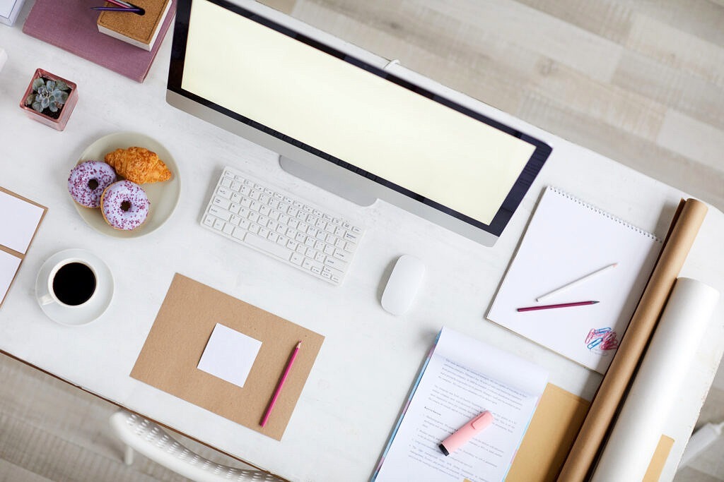 Desk with supplies